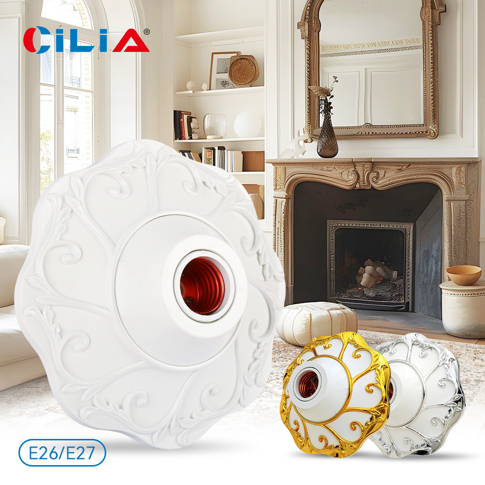 1/2 Stück E26/E27 farbige Pendelleuchtenhalter – runde Fassung mit festem Sockel