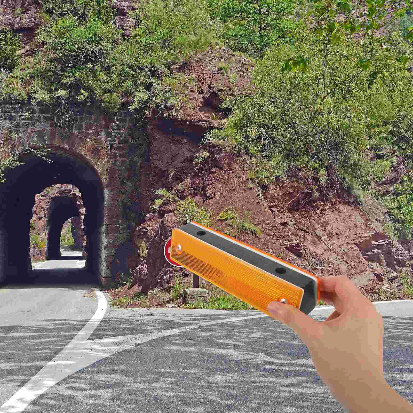 4 Pcs Double Sided Rectangular Reflective Markers Long Shape Outline Road Indicators Driveway Pavement Markers Reflectors