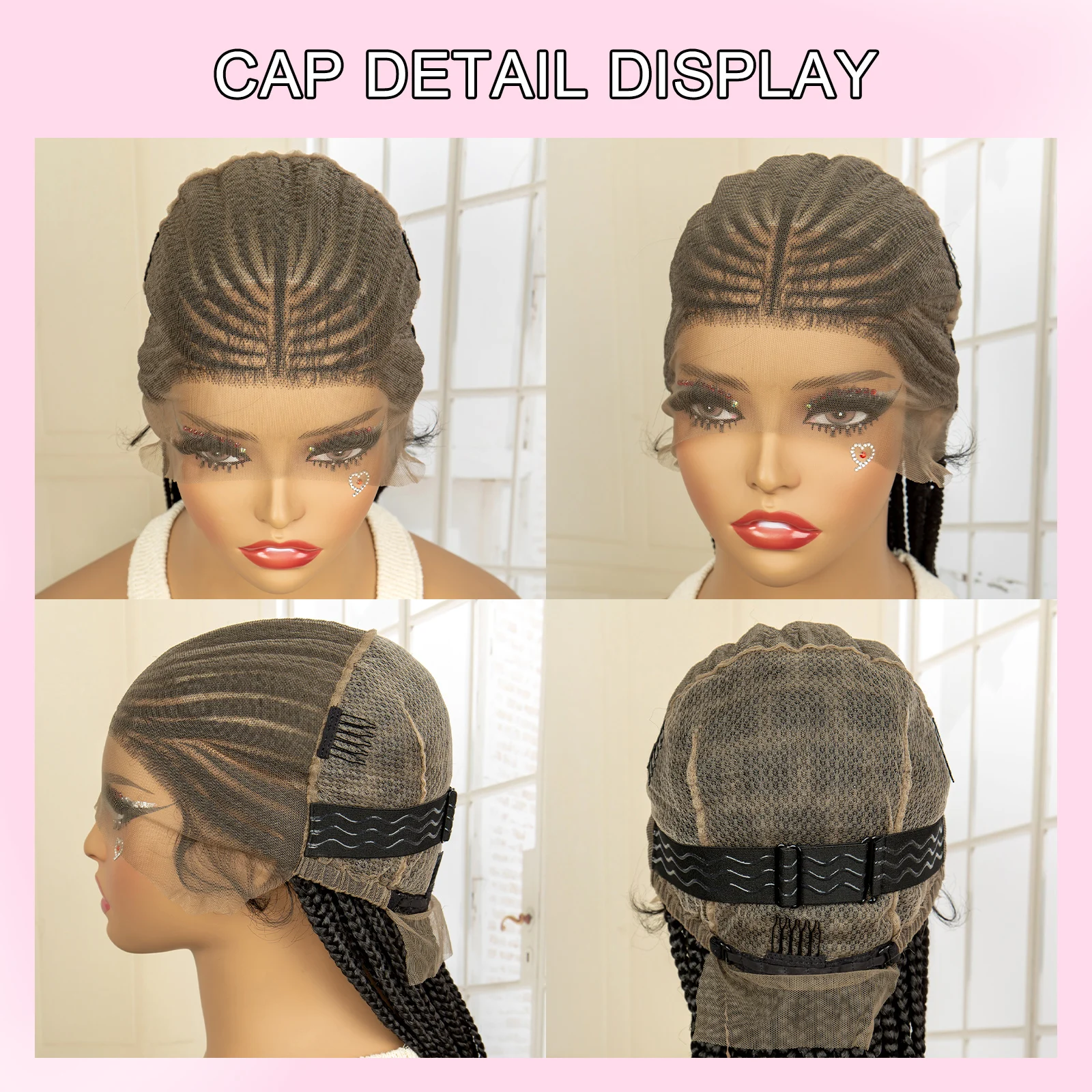 Peruca trançada de renda completa perucas de trança sintética peruca frontal de renda com caixa de cabelo de bebê peruca trançada para mulheres negras perucas de trança sem nós