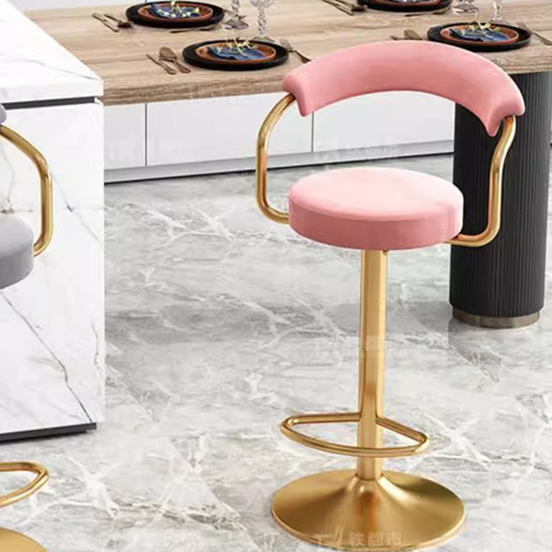 เก้าอี้สำหรับเล่นเกมแบบหมุนได้เก้าอี้บาร์สไตล์นอร์ดิกบาร์ร้านตัดผมสะดวกสบายพนักพิงเก้าอี้สูงสำหรับร้านเสริมสวยห้องครัวเล่นเกมโลหะทำขึ้นจากโลหะ Sillas