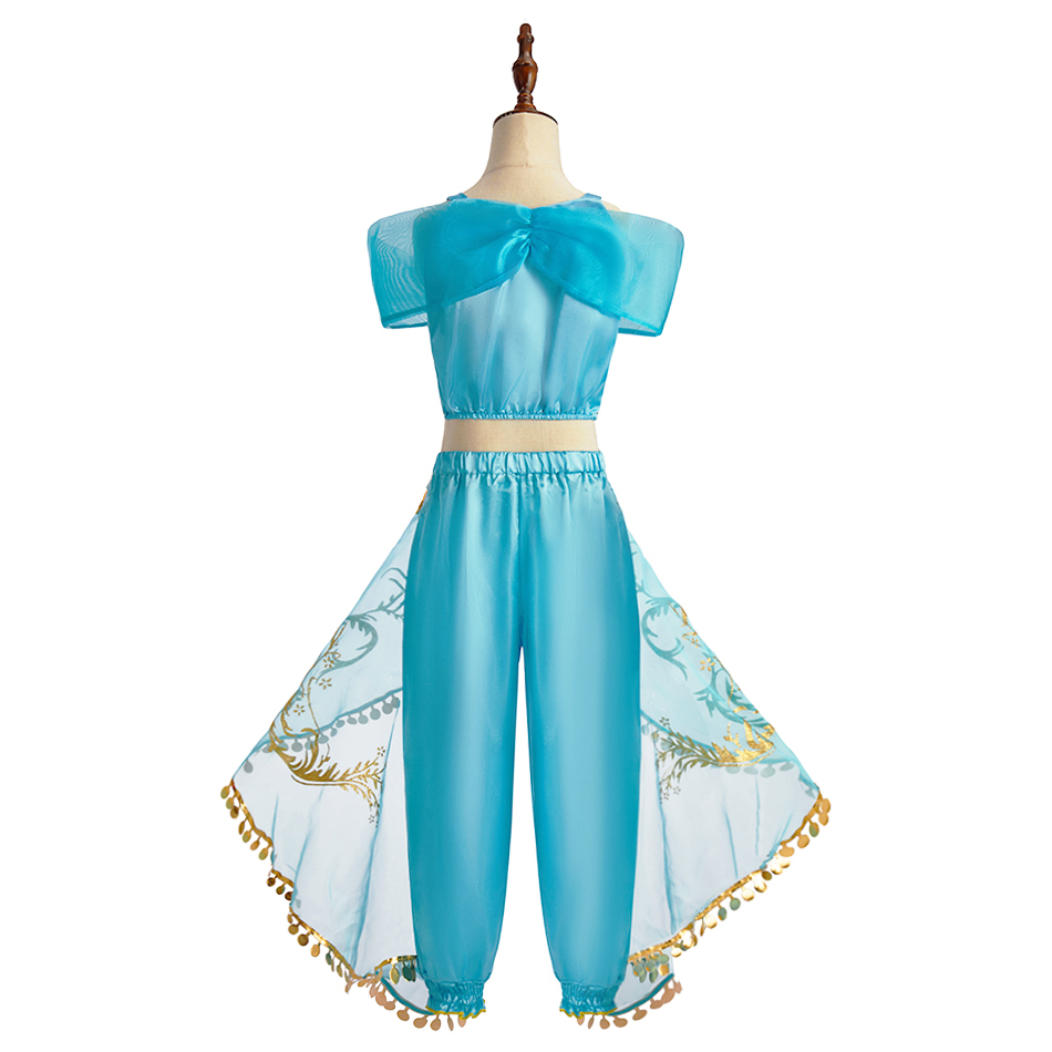 Kinder Arabische Prinzessin Kleid Mädchen Halloween Jasmin Kostüm Kinder Karneval Cosplay Party Verkleidung Mädchen Pailletten Festzug Outfit