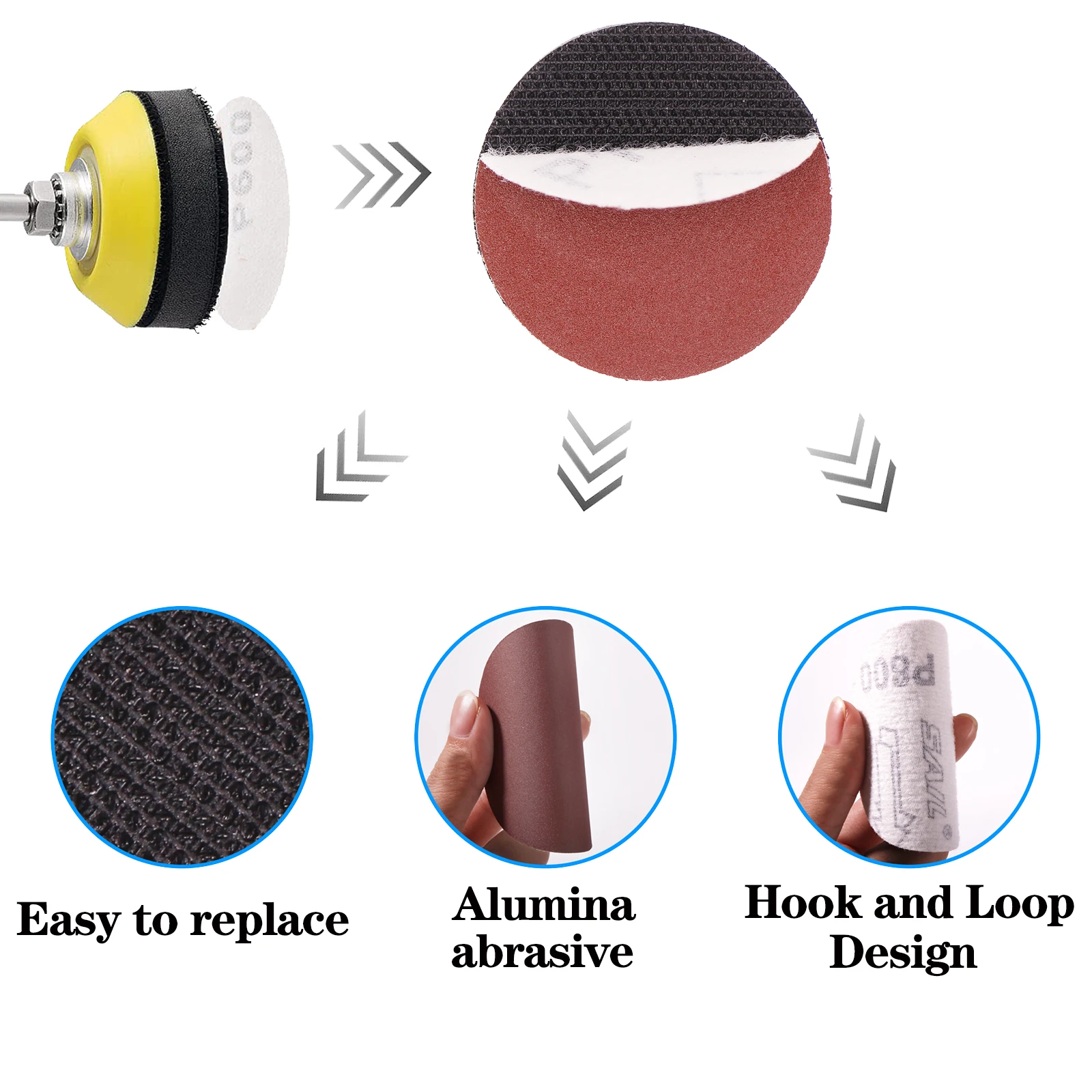 2inch Sanding Discs 50mm Hook And Loop Sanding Pads For Rotary Tool Drill Attachment With Backer Plate Shank Soft Foam Buffering