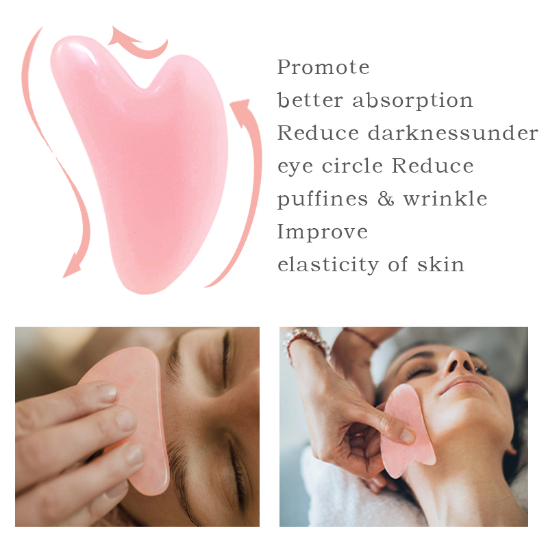 Facial Massager Double Head Roller Beauty Stick Heart Shaped Scraping Tablets Pink for Full Body Massage Tools Pink IW and Set