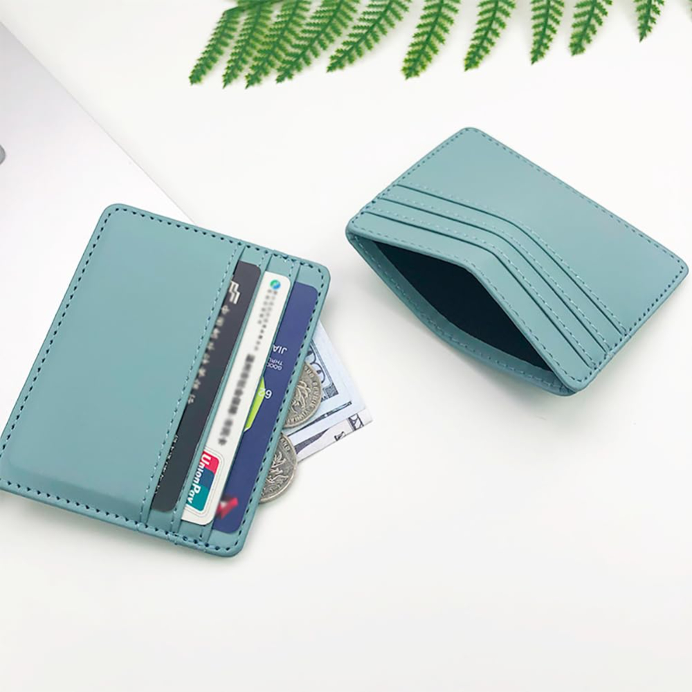 Ultra-thin Leather Mini Wallet Slim Bank Credit Card Holder Men's Business Small ID Case For Women Purse 4 Slots Cardholder