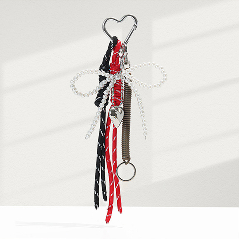 Creatieve Niche Mobiele Telefoon Lanyard Geweven Polsband Korte Handgeweven Touwen Parel Boog Zoete Tas Hangende Decoratie Tashanger