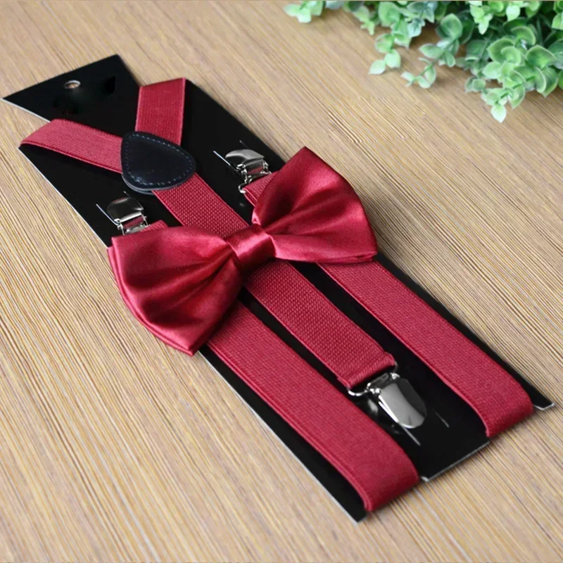 Tirantes elásticos ajustables a juego para hombre, conjuntos de tirantes y pajarita, disfraz elegante, accesorios formales de moda sólida para hombre