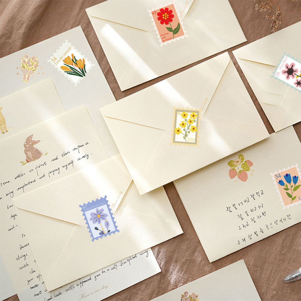 500 Stuks Bloem Stempels Roll Sticker Harajuku Cartoon Y2k Mode Plakboek Graffiti Cafe DIY Scrapbooking Telefoon Geschenken Decals