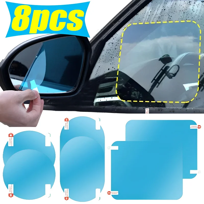 Espejo retrovisor para coche y camión, película impermeable para ventana de vidrio, pegatinas antiniebla impermeables, películas a prueba de lluvia para conducción segura para días lluviosos