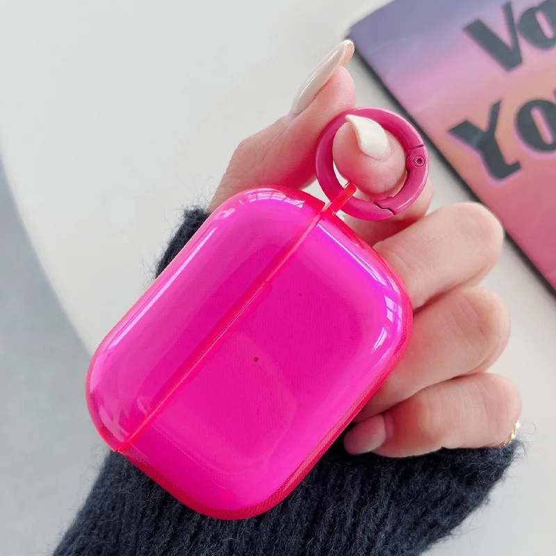 Funda fluorescente para auriculares de Color caramelo para Apple AirPods Pro 3 Air Pods 4 2 1 funda protectora transparente de TPU suave y transparente