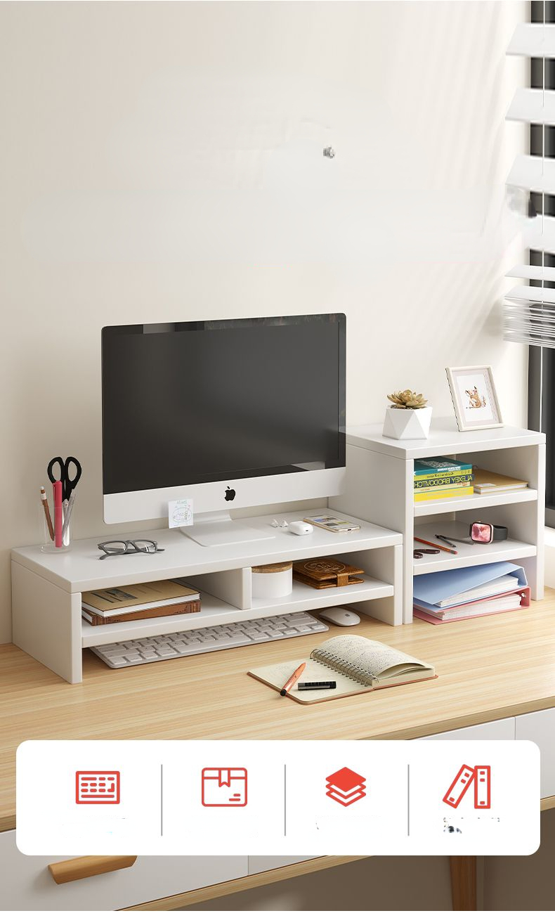 Computer Monitor Screen Elevated Rack Office Desk Surface Panel Keyboard Storage Bracket Desktop Storage Base Height