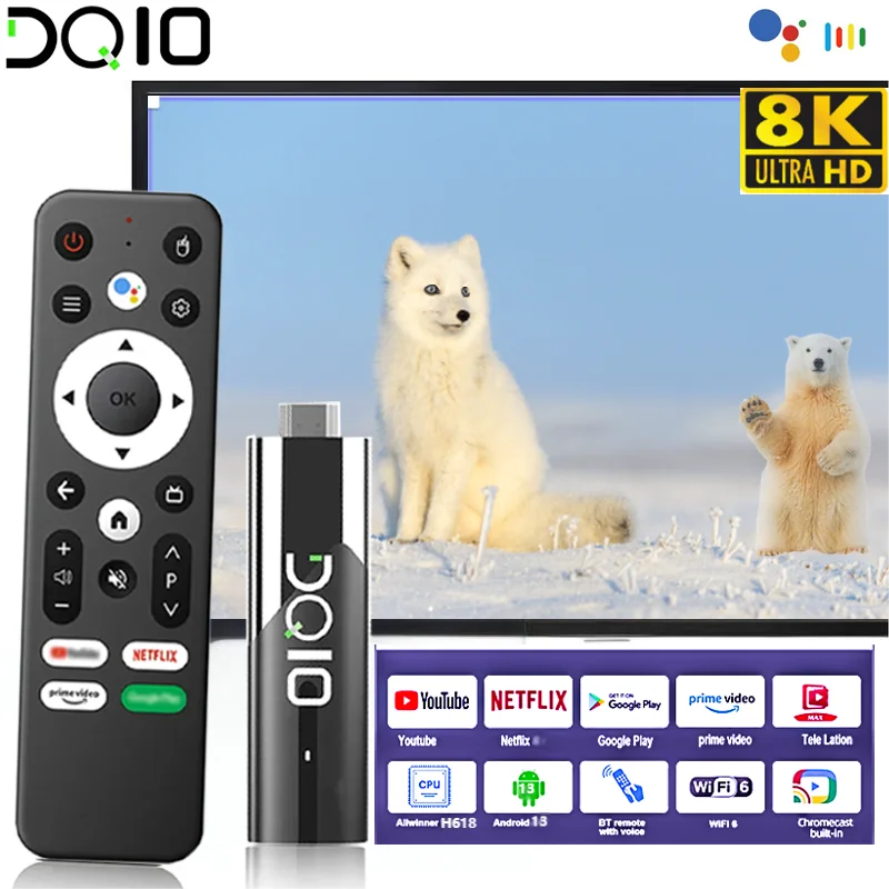 Smart TV Stick Android13.0 Allwinner H618 BT5.0 Google Voice 8k Wifi6 Youtube familia cine en casa reproductor multimedia Android TV Stick