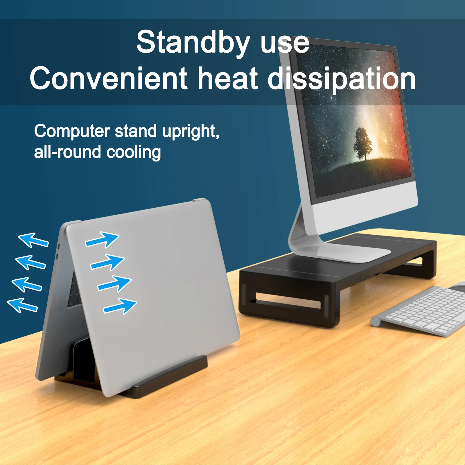 Soporte vertical para computadora portátil para escritorio, soporte de plástico para computadora portátil con ranuras duales con diseño que ahorra espacio, soporte para computadora portátil compatible con MacBook