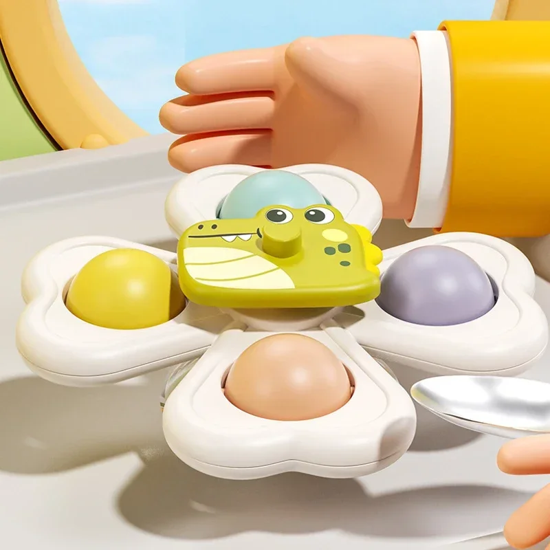 ベビーバス用の吸盤スピナー付き教育玩具,男の子と女の子のための楽しい感覚ゲーム,子供へのギフト,3個,新品