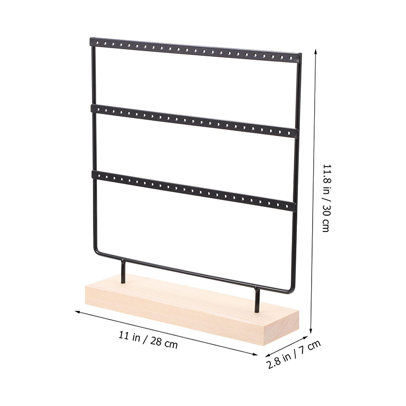 Présentoir de Boucles d'Oreilles en Bois et Métal, Boîte à Bijoux Vintage