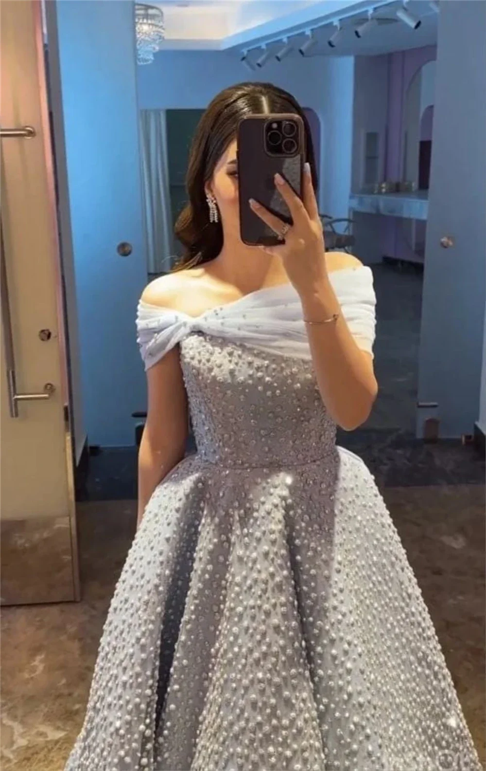 Customized Jersey Beading Evening Ball Gown Off-the-shoulder Bespoke Occasion  Long Dresses Classic Exquisite Modern Style Pastr