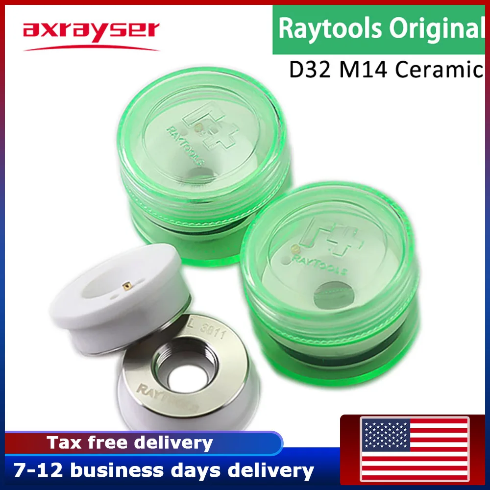 Raytools Original Laser Ceramic Body Nozzle Holder Ring Dia32mm M14 Green Box for Fiber Cutting Head BT230 BT240 BMH110 114etc.