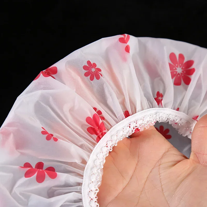 Reusable Shower Cap with Elastic Band Waterproof & Thicken Bathing Hat for Women Perfect for Hair Salon & Home Use