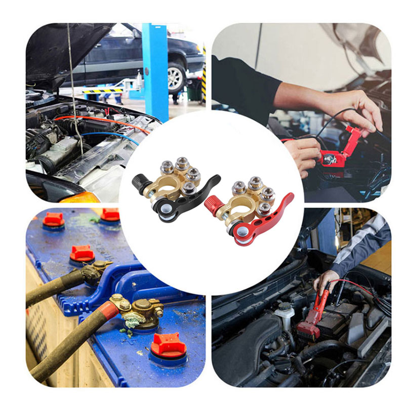 Terminali batteria a sgancio rapido per auto - Morsetto in rame con perno superiore in lega di alluminio 12V 24V per connessione cavo automatico