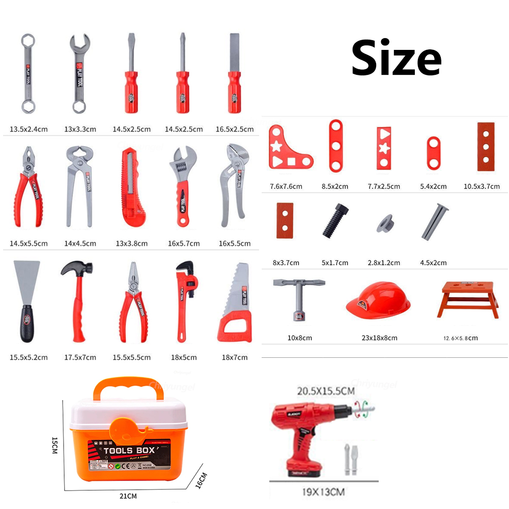 Pretend Tools Kit Toys 38/41 PCS Play Repair Tool Set Engineer Simulated Plastic Construction Toys Toddler Kids Boys Gift