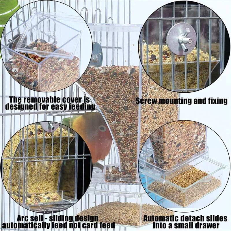 Parrot Bird FeederSpill-proof Automatic DispenserSplash-proof Outside FeederBird FeederTiger PeonyPhoenixBird Supplies