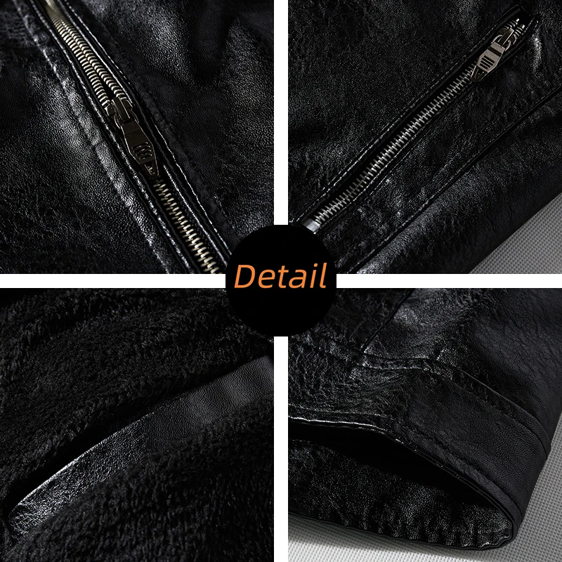 Nuevas chaquetas de cuero para hombre, chaqueta informal ajustada de PU para motocicleta, abrigo cálido de moda de alta calidad para otoño e invierno