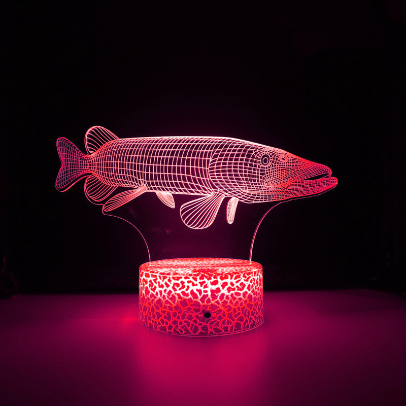 Nighdn Fish 3D Illuison Table Lamp LED Touch Acrylic 7/16 Color Changing Night Light Gift for Kids Elder Bedroom Decoration