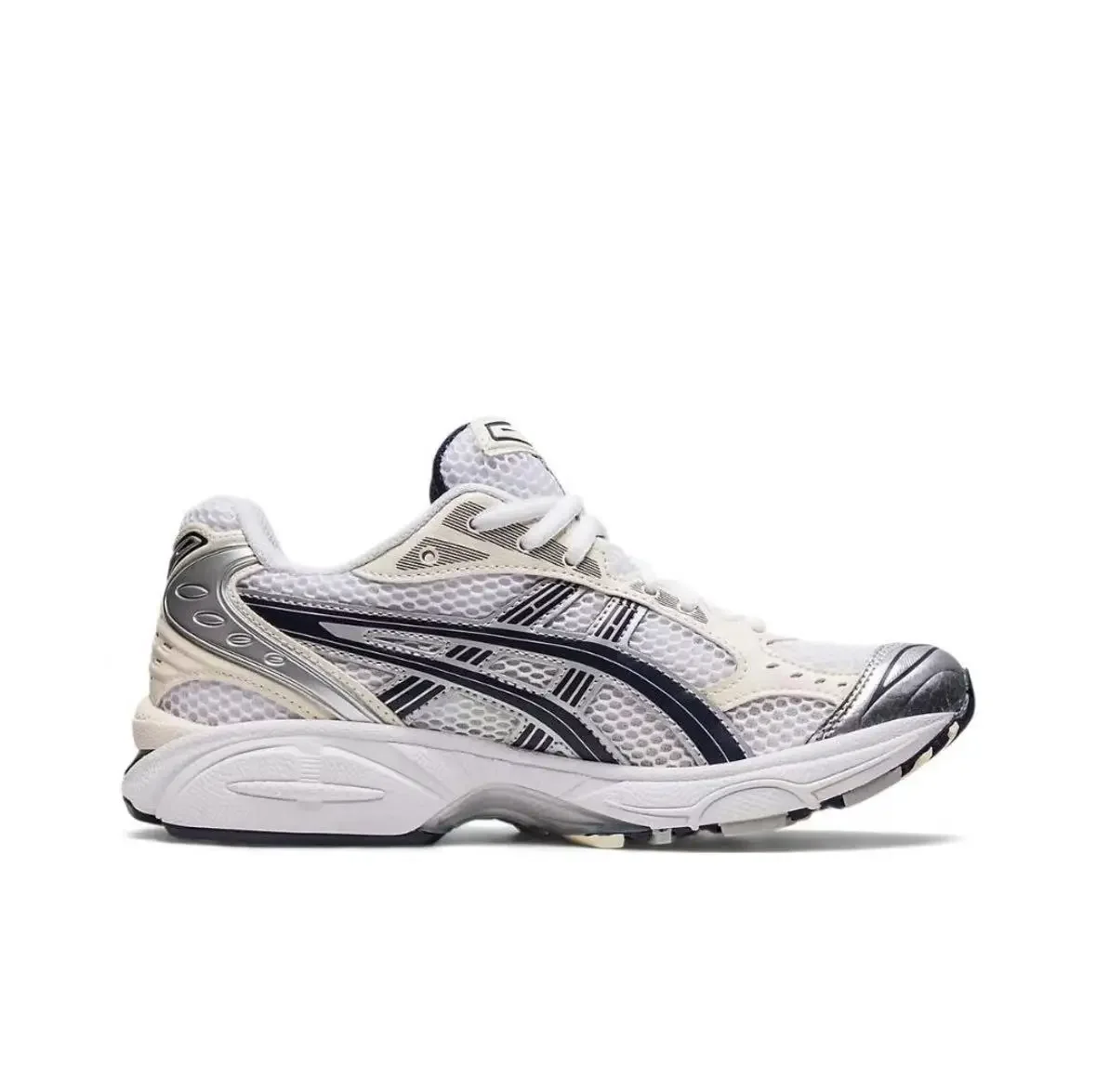 Asics Gel-Kayano 14 Men and Women Round Toe Lace-Up Retro and Comfortable Low-Top Running Shoes Unisex Black and White Silver
