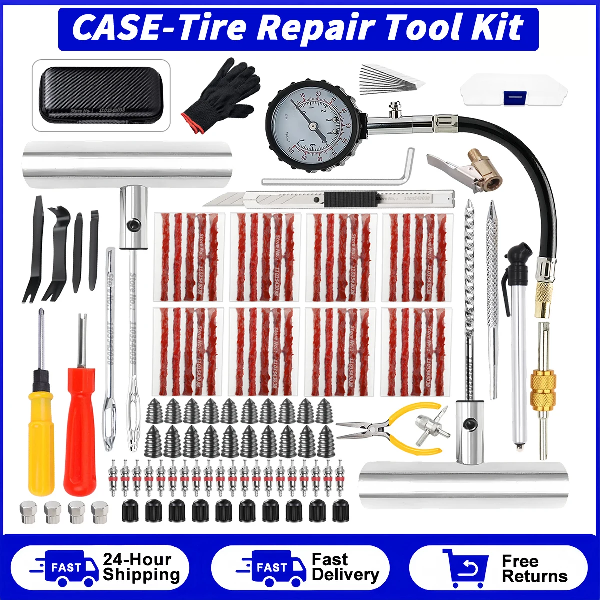 Kit de reparación de neumáticos, juego de tapones para pinchazos, reparación de neumáticos de bicicleta, herramientas de cambio de neumáticos de coche, accesorios para motocicleta y coche, juego de tachuelas de 46/94 Uds.