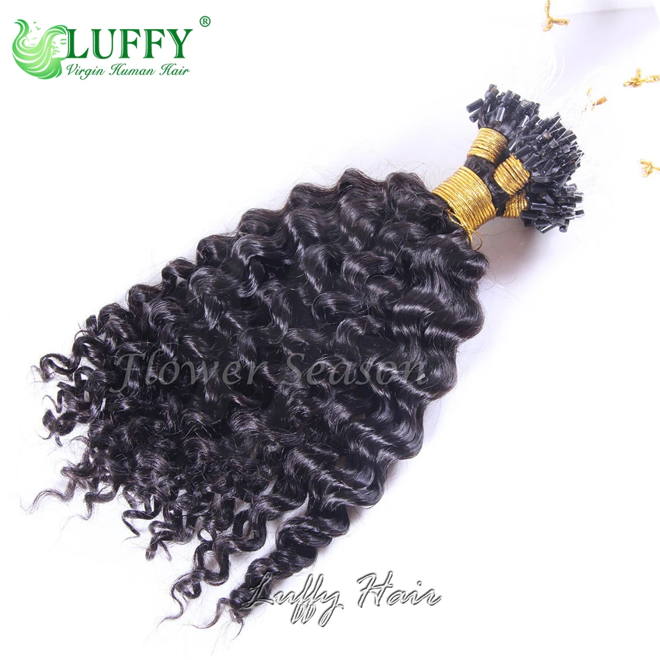 Micro Loop extensiones de cabello humano Jerry para mujeres negras, extensiones de cabello rizado Microlink, cabello birmano, Micro Ring Loop