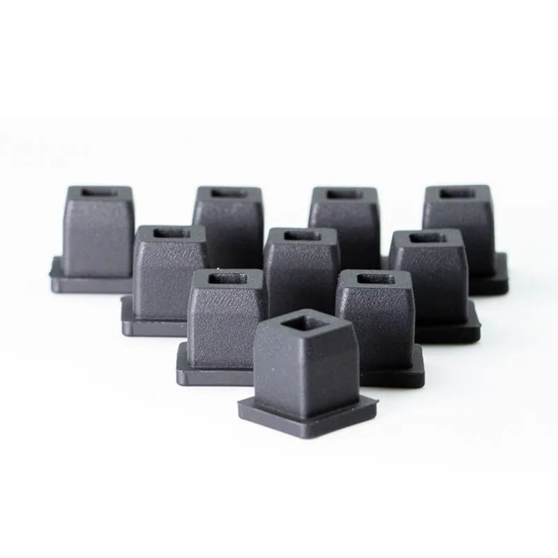 Black Square With Hole Silicone Rubber End Cap T-Plug Steel Pipe Plug Hole Stoppers Dustproof High temperature resistance