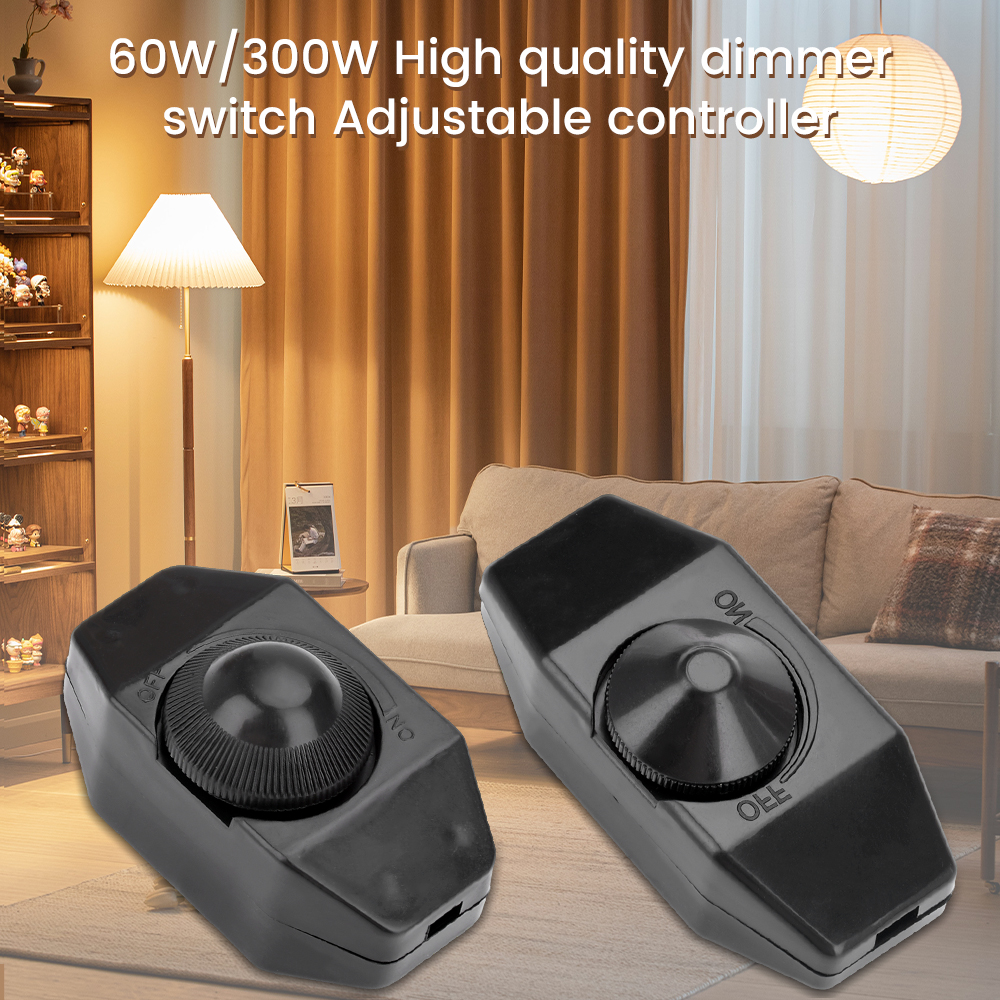 Regulador de intensidad Led de 220V, 60W/300W, perilla de controlador ajustable, interruptor de cable de atenuación, enchufe en mesa, luz de suelo, atenuación de encendido y apagado