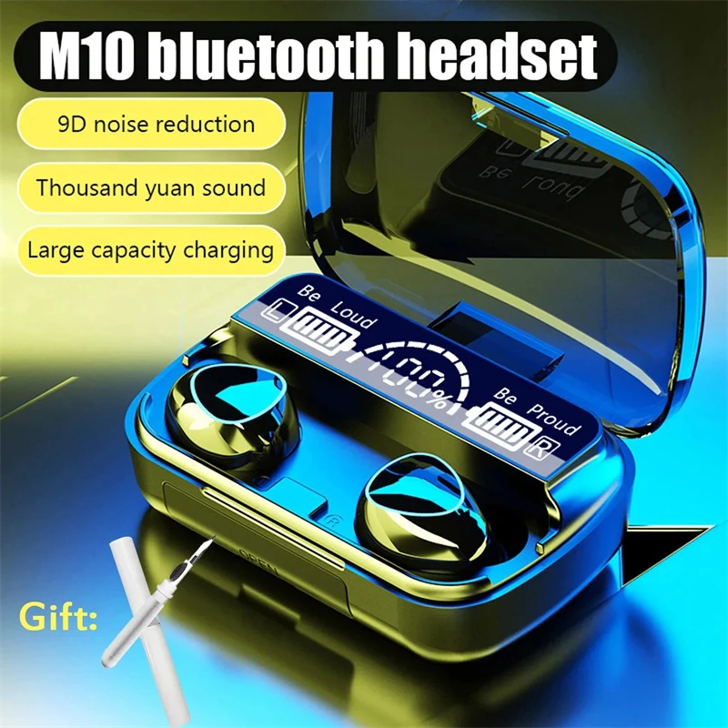 Casque Bluetooth sans fil d'origine casque Bluetooth avec micro écouteurs chargeur boîte affichage LED écouteurs Fone M10