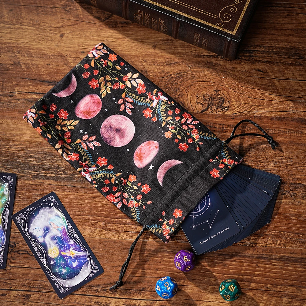 Sac de rangement de cartes Oracle Tarot en velours, pochette de Tarot, dés Rune, sac à bijoux en cristal, pochette à usage Multiple, Divination des sorcières, 1 pièce/6 pièces