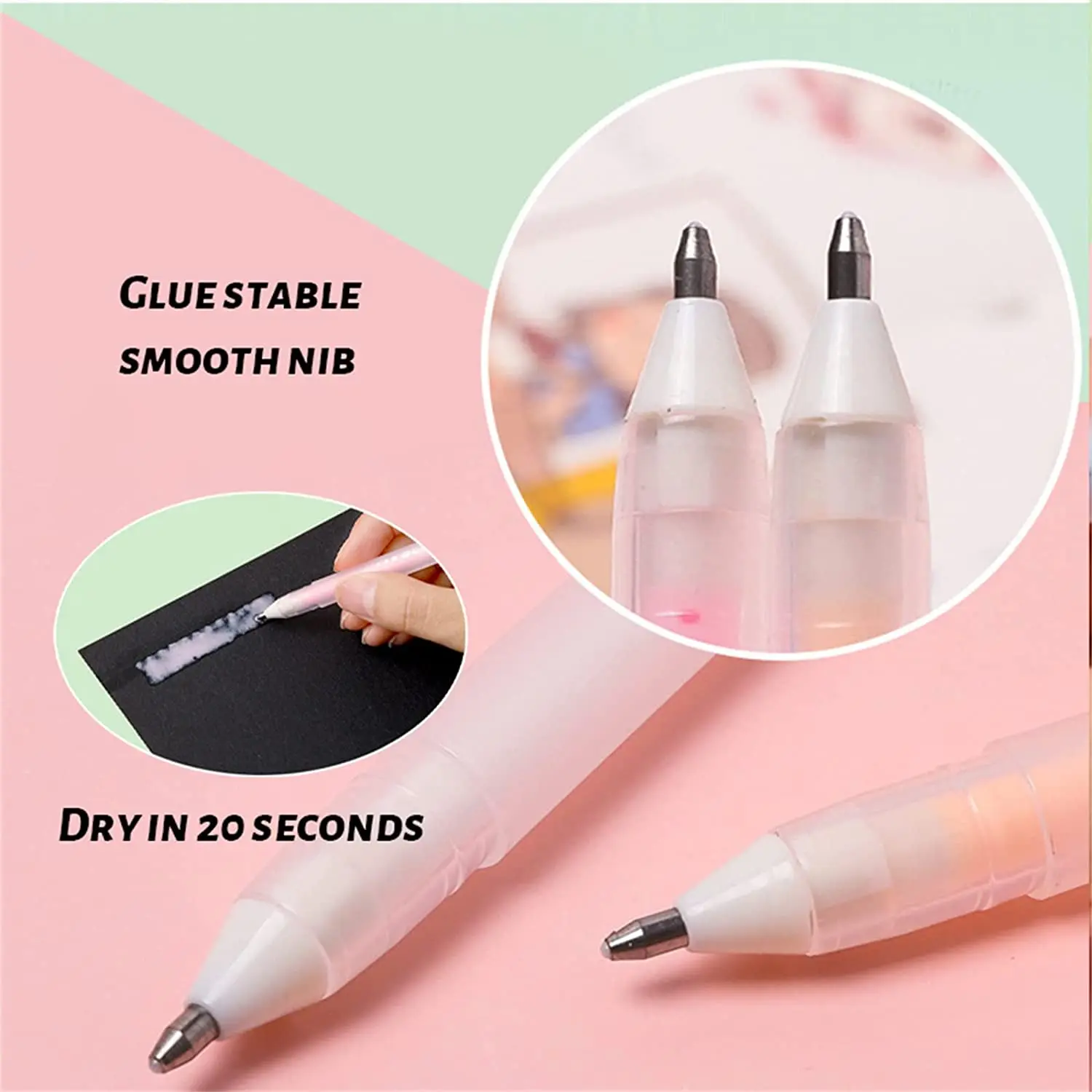6 ชิ้นสมุดภาพ Quick แห้งกาวปากกากาวกาวปากกา Crafting ปากกาผ้ากาวปากกาสําหรับ Scrapbooking Papercrafts Accessorie