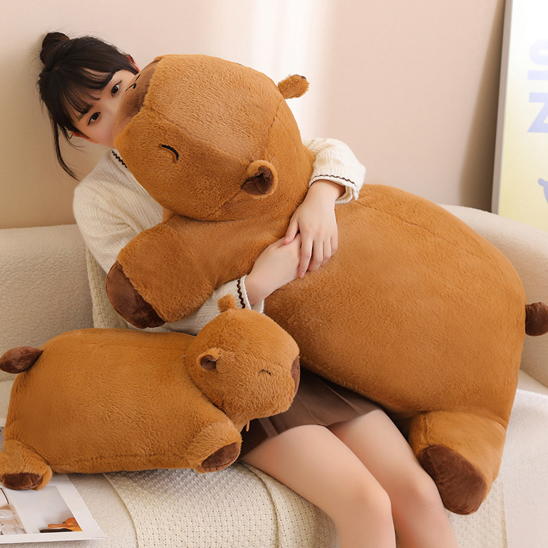 Riesige Kawaii Capybara Plüschpuppe Bodenmatte Hochwertiges Tier Braun Capybara Plüschteppich Home Decor Geschenk für Jungen und Mädchen