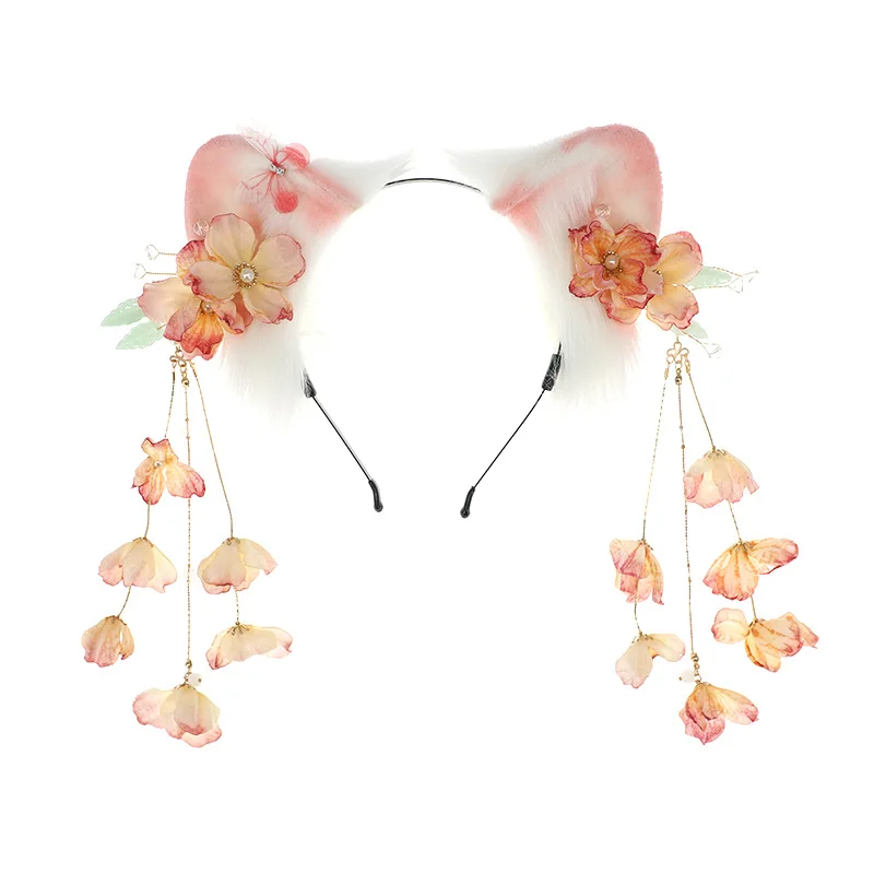 Kwastje Kat Oor Hoofdband Hanfu Dierenoor Cos Accessoires Antieke Kat Oren Kat Staart Set Drag Ball Hoofddeksel