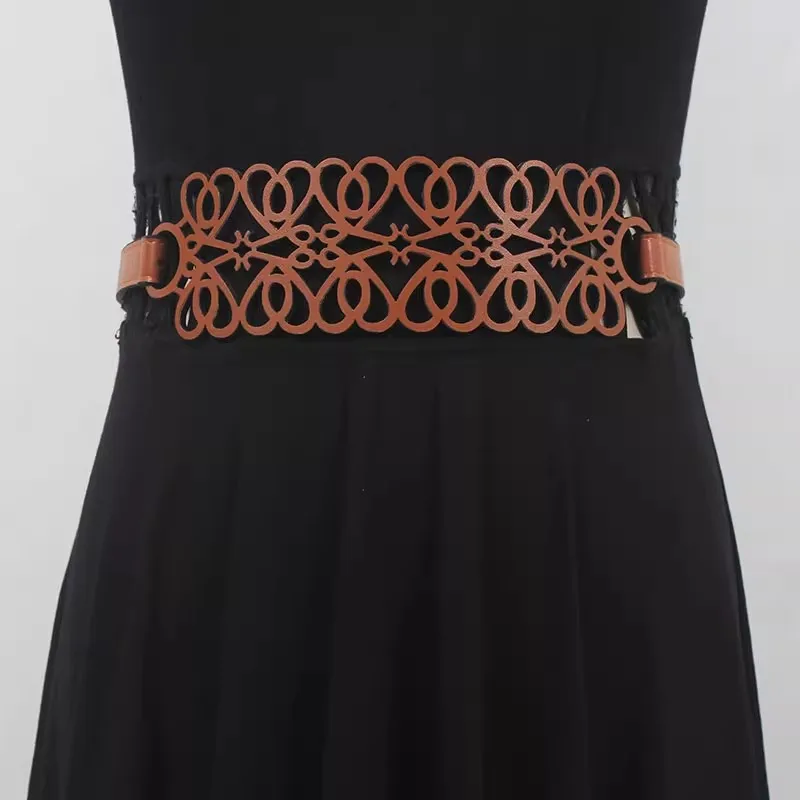Damenmode aushöhlen pu Leder Kummer bunds weibliches Kleid Korsetts Bund Gürtel Dekoration breiten Gürtel r2375
