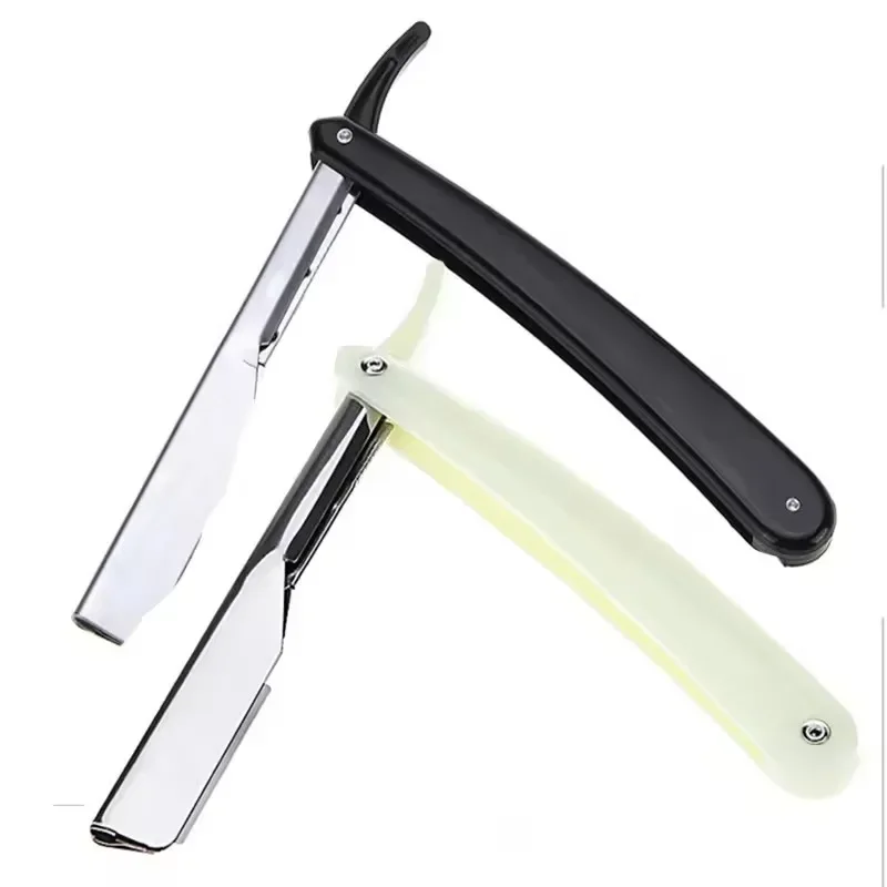 Afeitadora Manual profesional de 2 colores, afeitadora de peluquero afilada de acero inoxidable con borde recto, cortador de barba, vaina de afeitado