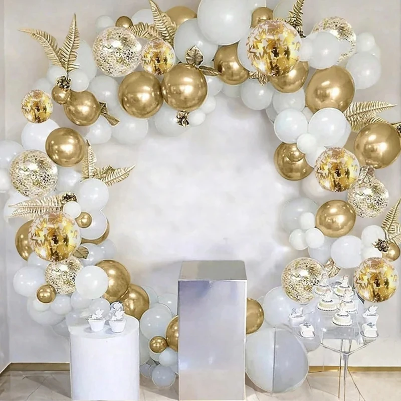 30 Stück 12 Zoll weiße und goldene Luftballons perlweiße Luftballons goldene Konfetti-Luftballons für Geburtstag, Hochzeiten, Jubiläumsfeier