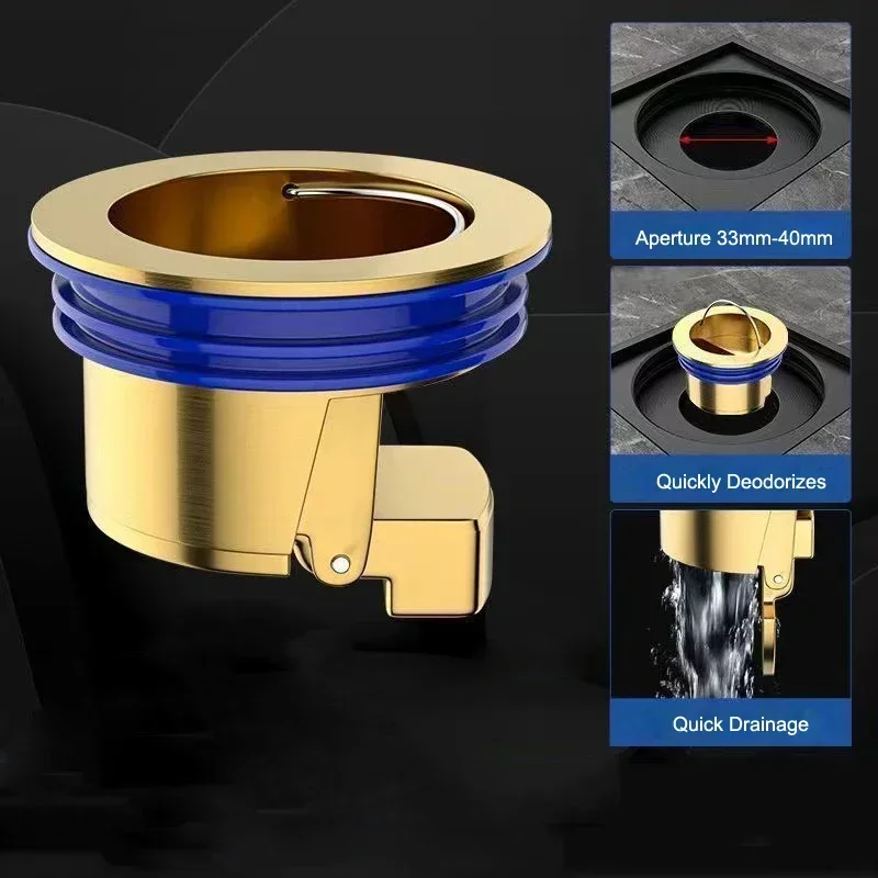 Núcleo de drenagem de chão de cobre, chuveiro de vaso sanitário, anti odor e dispositivo repelente de insetos, trampolim, núcleo auto-vedante, acessórios de banheiro