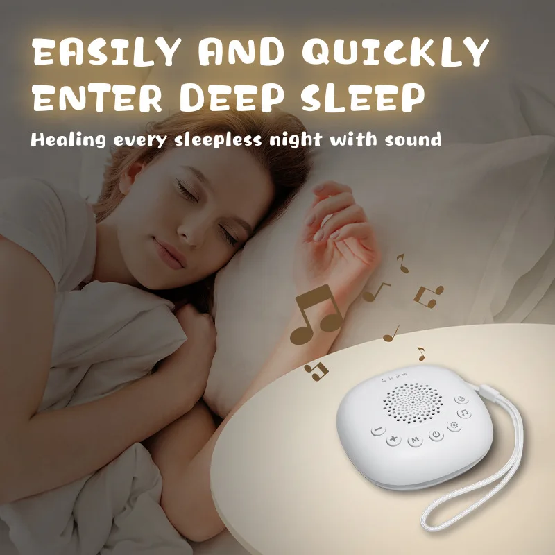 Máquina portátil de ruído branco para dormir com luz de respiração LED e 20 tipos de música leve - dispositivo de meditação para relaxamento