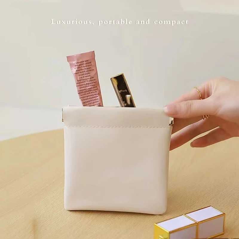 PU หนัง Mini แต่งหน้ากระเป๋าผู้หญิงขนาดเล็กกระเป๋าเครื่องสําอางแบบพกพา Make Up Key Organizer กระเป๋า