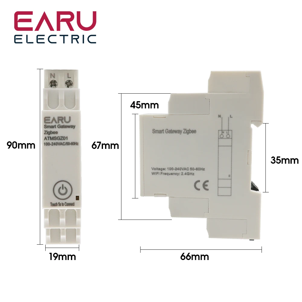 Tuya drahtlose zigbee brücke smart home ac100 ~ 240v 50/60hz din-rail zigbee gateway hub fernbedienung für alexa google home
