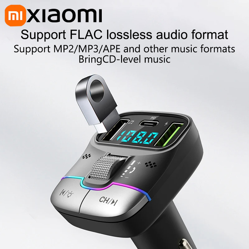 Xiaomi FM Transmitter Bluetooth 5.4 Hands-Free Car AUX Radio Modulator MP3 Player with Fast Charging Adapter Auto Accessories