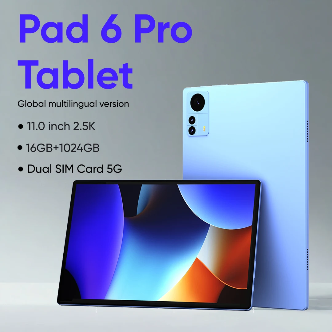 Original Tablet 6 Pro 11.0 inch 2.5K  16GB+1024GB Android 12 Face Unlocked 10000mAh Large-capacity Battery 5G Dual SIM WIFI