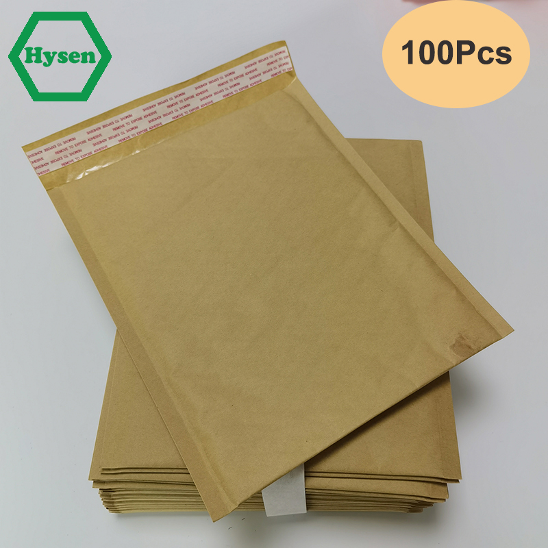 Hysen 100 шт. пузырьковый конверт, сумки из крафт-бумаги, противоударные почтовые конверты с пузырьками, мягкая доставка, почтовая сумка для упаковки