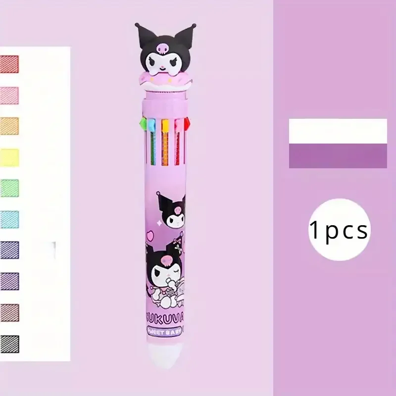 Sanrio Cartoon-Kugelschreiber, 1/6 Stück, Kuromi Hello Kitty Cinnamoroll, 10 Farben, 0,7, Schule, Studenten, Schreibwaren, Zeichnen, Schreibmarkierungsstift
