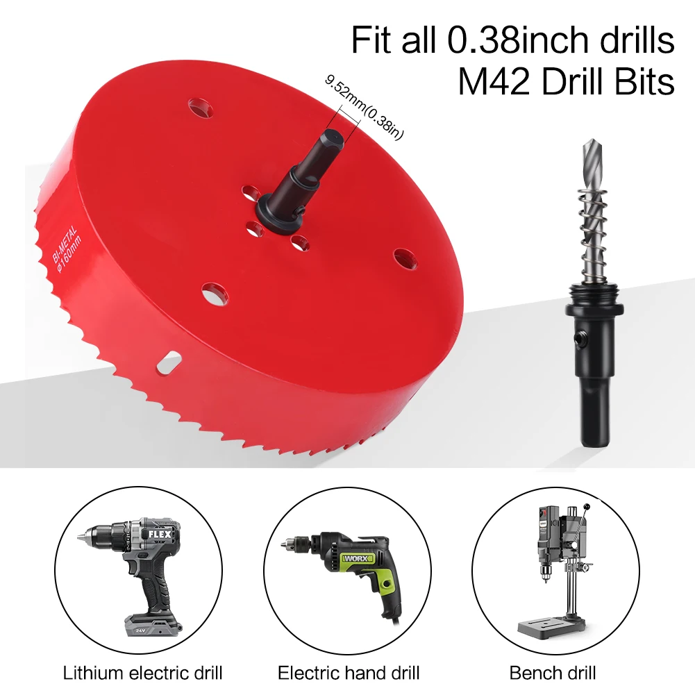 1pc 15-200 ミリメートル M42 バイメタルホールソー HSS ドリルビット金属鉄アルミニウムステンレスプラスチック DIY 木材カッターツール