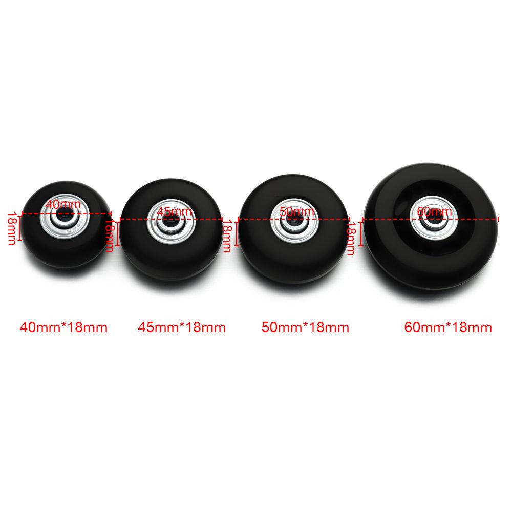 1 par de rodas de substituição para bagagem de viagem, peças de mala, eixos dia.40mm/45mm/50mm/60mm