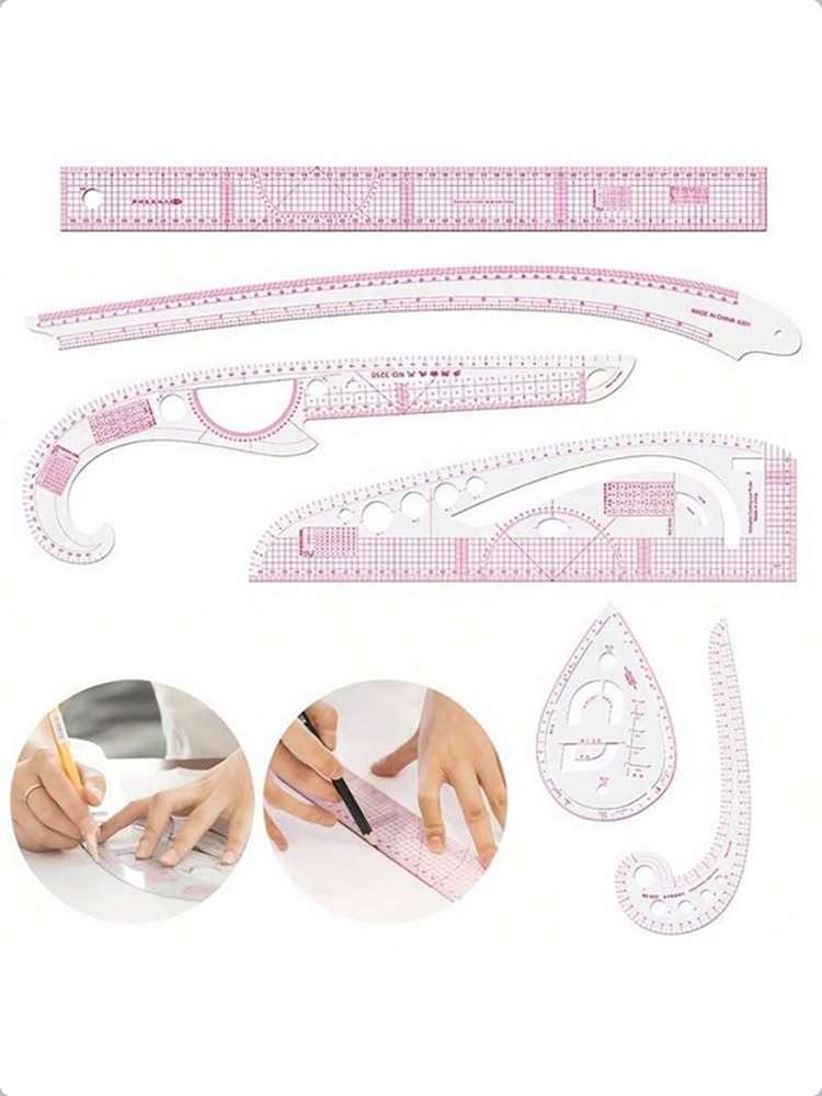 Empire sewing ruler and French curve, used for pattern making drafting, transparent plastic fashion designer ruler pieces assemb